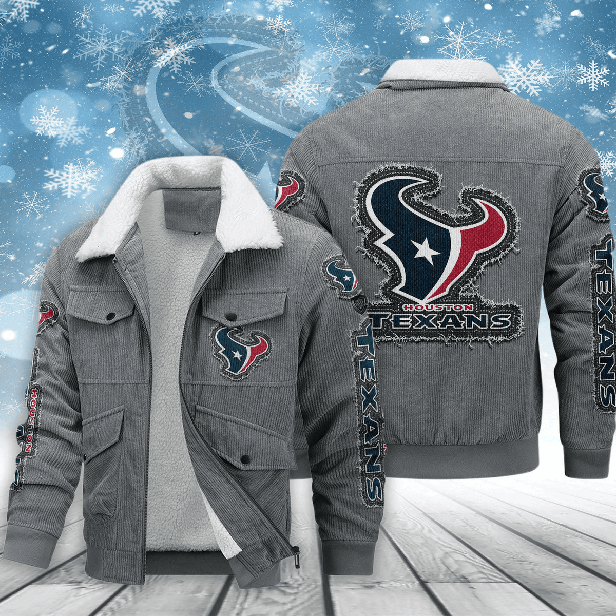 Houston Texans Men's Thickened Corduroy Jacket ANZVITCJ013 ( SIZE M - 8 XL )