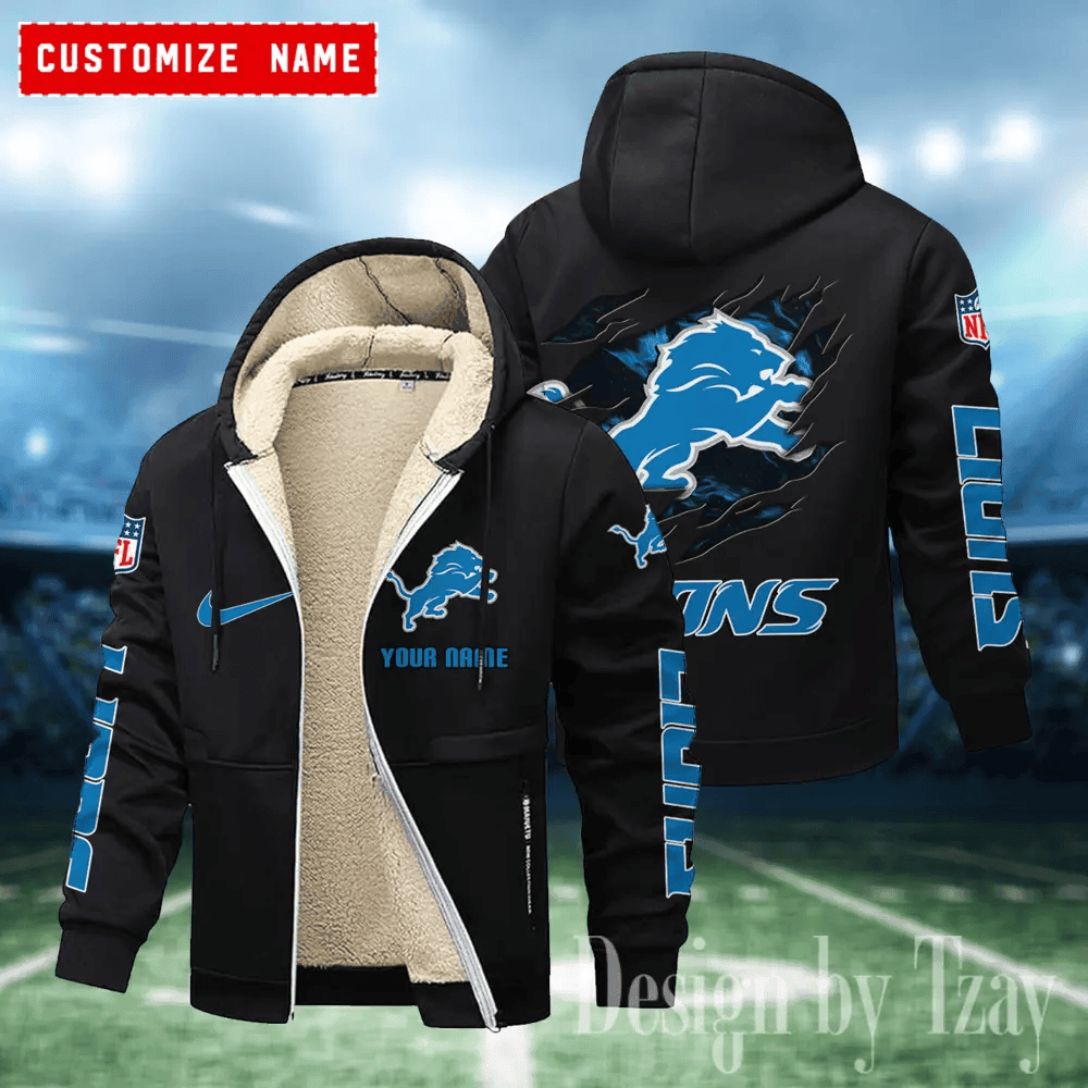 Detroit Lions Hoodies Zip Velvet Coat ANZTZH076