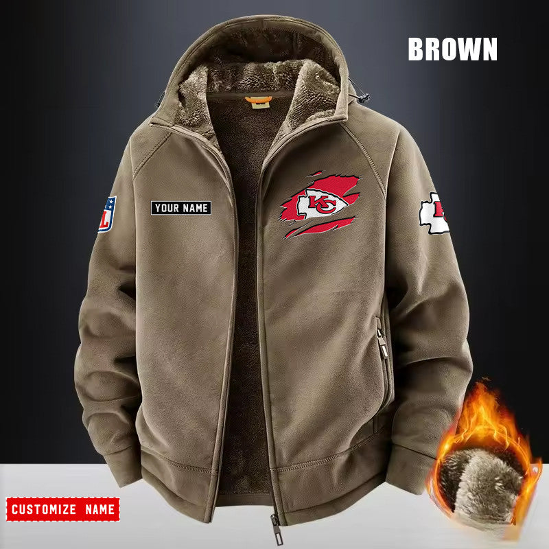 Kansas City Chiefs Fleece Fashion Hooded Jacket Outdoor SPTFFHJ048