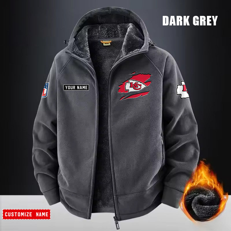 Kansas City Chiefs Fleece Fashion Hooded Jacket Outdoor SPTFFHJ048