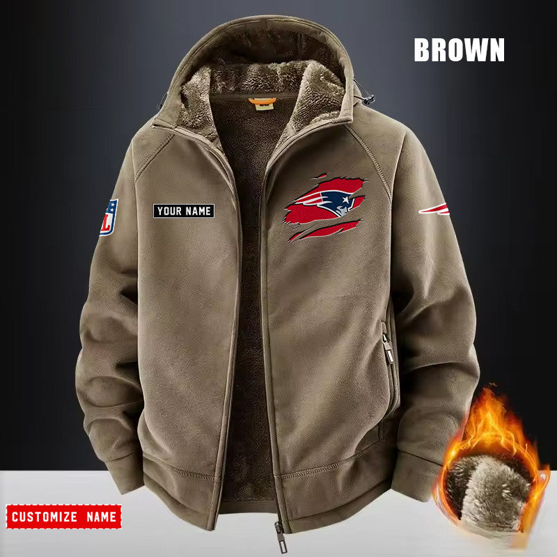 New England Patriots Fleece Fashion Hooded Jacket Outdoor SPTFFHJ054