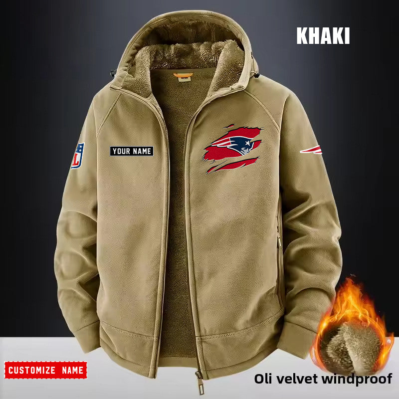 New England Patriots Fleece Fashion Hooded Jacket Outdoor SPTFFHJ054