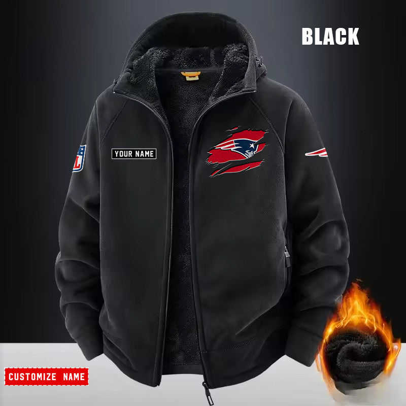New England Patriots Fleece Fashion Hooded Jacket Outdoor SPTFFHJ054