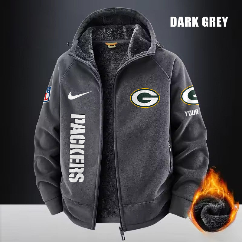 Green Bay Packers Fleece Fashion Hooded Jacket Outdoor SPTFFHJ076