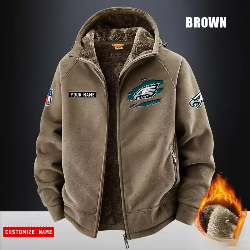 Philadelphia Eagles Fleece Fashion Hooded Jacket Outdoor SPTFFHJ058