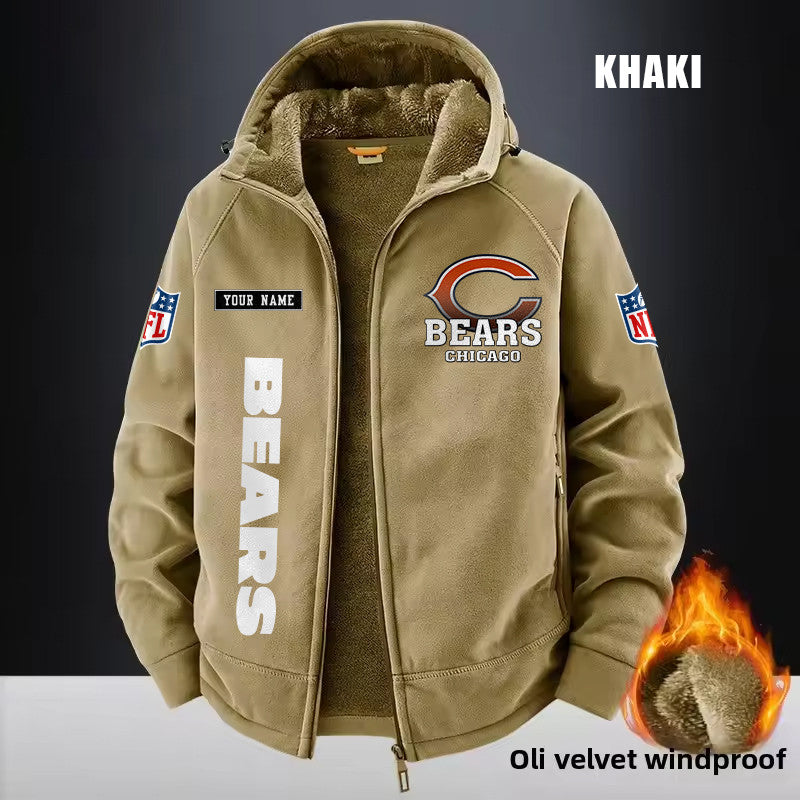 Chicago Bears Fleece Fashion Hooded Jacket Outdoor SPTFFHJ006