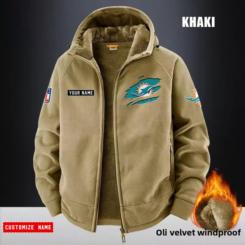 Miami Dolphins Fleece Fashion Hooded Jacket Outdoor SPTFFHJ052