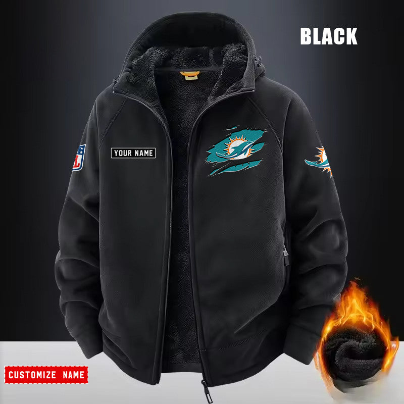 Miami Dolphins Fleece Fashion Hooded Jacket Outdoor SPTFFHJ052