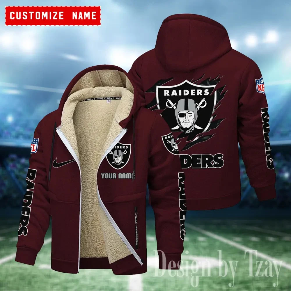 Las Vegas Raiders Hoodies Zip Velvet Coat ANZTZH082