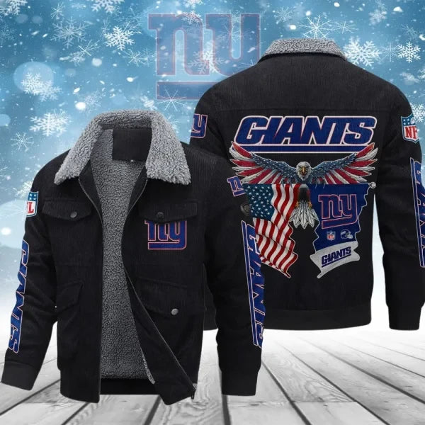 New York Giants VITCJ095 Men’s Thickened Corduroy Jacket