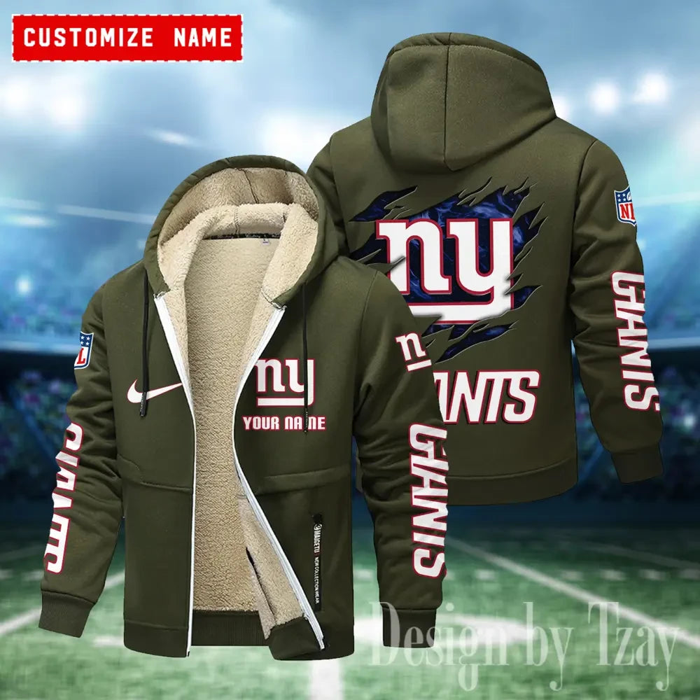 New York Giants Hoodies Zip Velvet Coat AANZTZH089