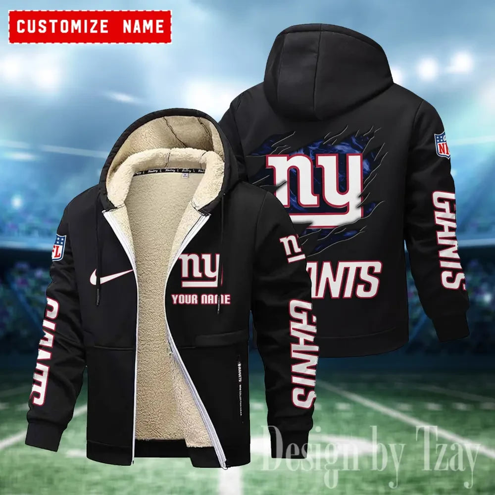 New York Giants Hoodies Zip Velvet Coat AANZTZH089