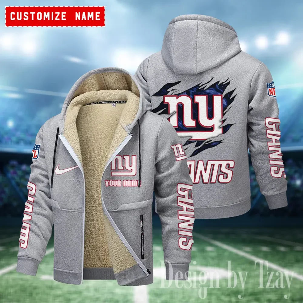 New York Giants Hoodies Zip Velvet Coat AANZTZH089