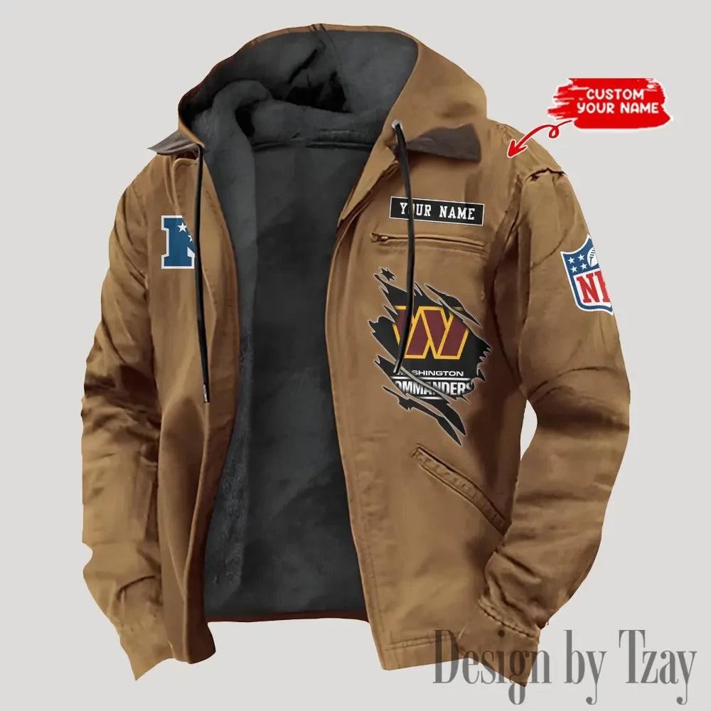 Washington Commanders Men's Casual Padded Jacket Hooded Trending 2026 SPTPJH161