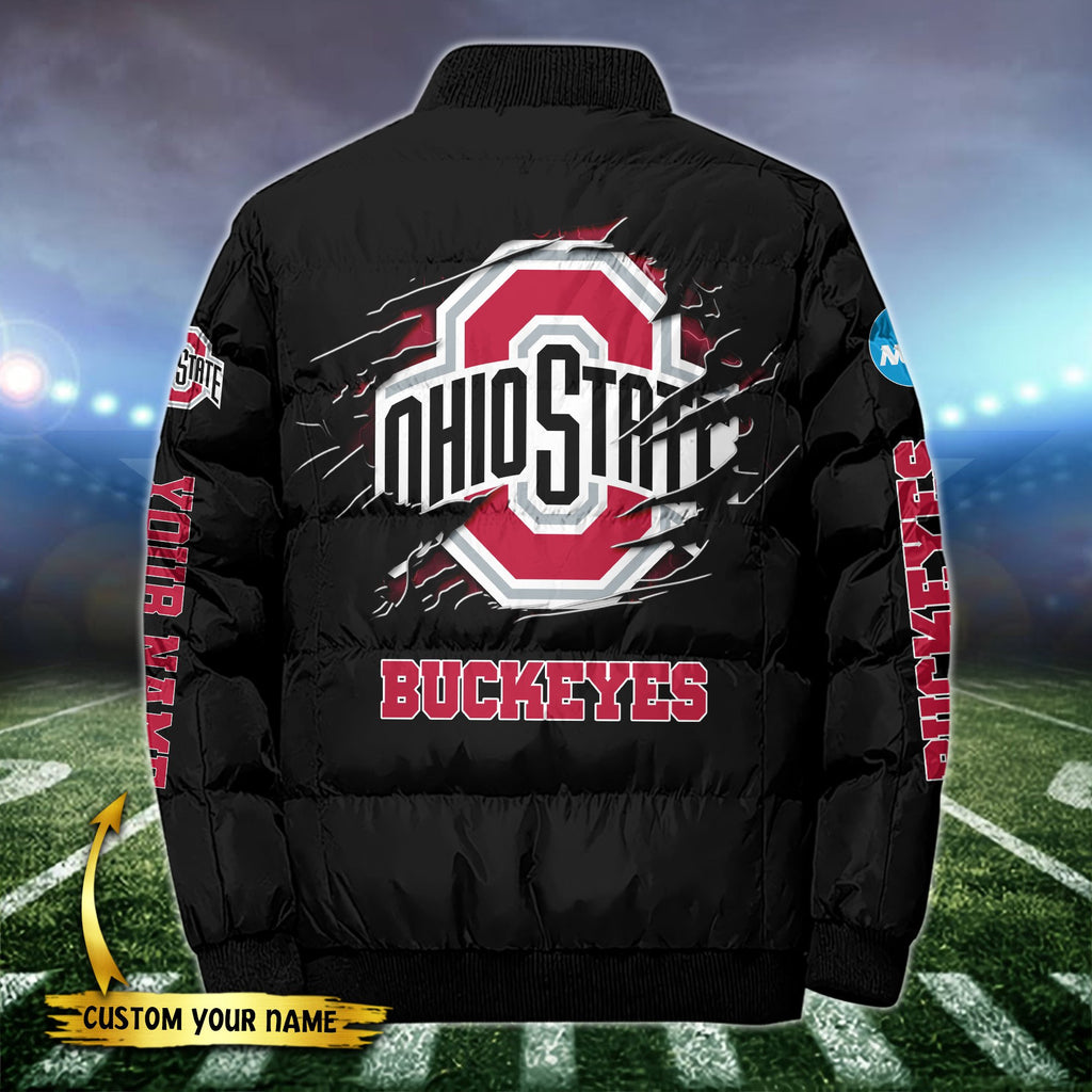 Ohio State Buckeyes Puffer Jacket Custom Your Name , Sport Jacket, FootBall Fan Gifts EHIVM-52774