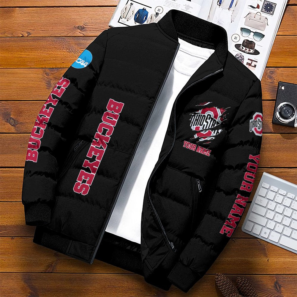 Ohio State Buckeyes Puffer Jacket Custom Your Name , Sport Jacket, FootBall Fan Gifts EHIVM-52774